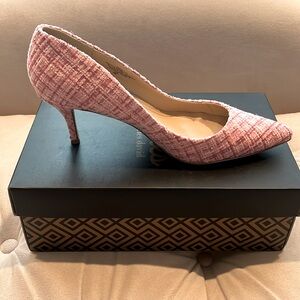 Flamingo Pink Multi Tweed plaid high heels 👠
